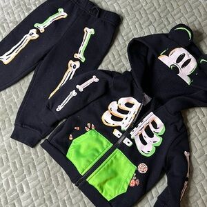 24M Disney 2 piece matching set skeleton sweat suit  zip hoodie excellent cond